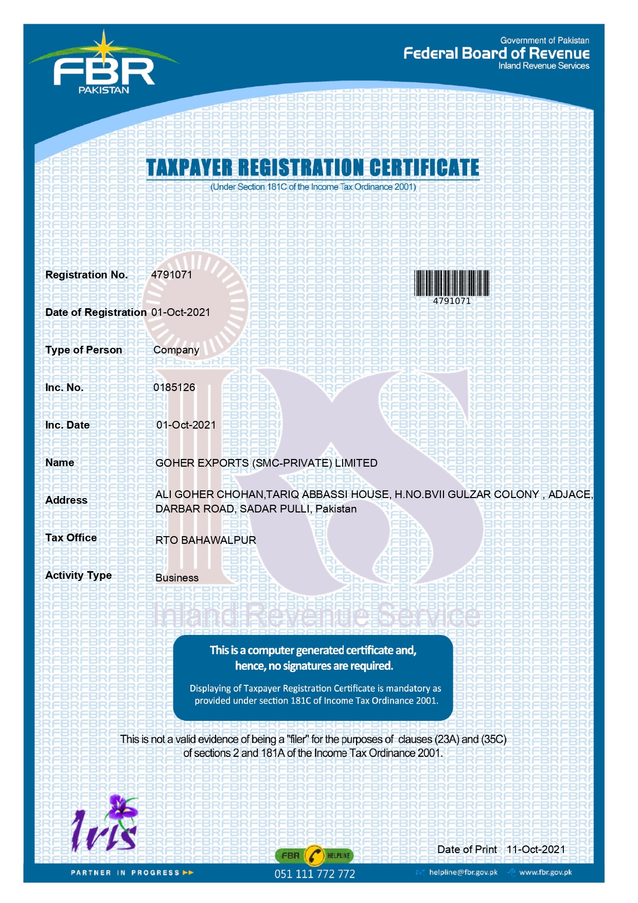 TaxPayer Registration Certificate_page-0001